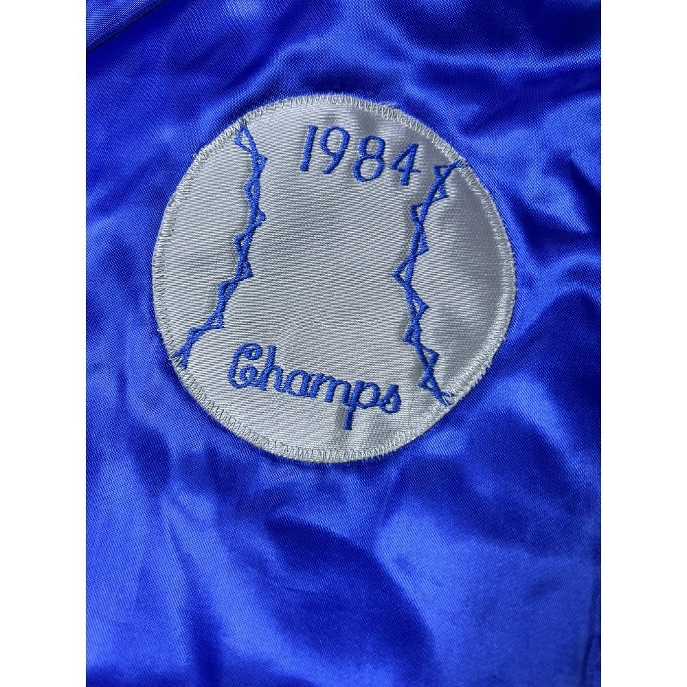 Vintage 1980s Baseball Champs Satin Bomber Jacket H. Greenlee Blue‎ Size? - Picture 5 of 9